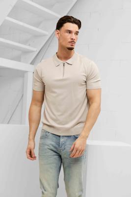 Pure Path Zip Knit Polo Heren Beige - Maat M - Kleur: Beige | Soccerfanshop