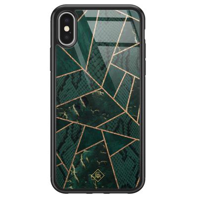 iPhone X/XS glazen hardcase - Abstract groen