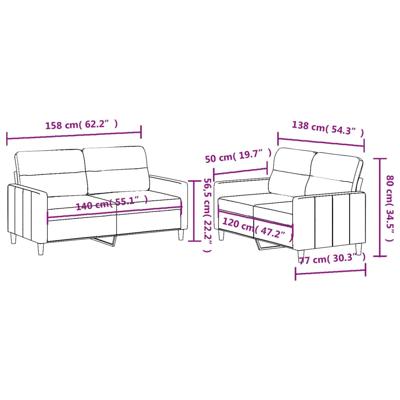 3-delige Loungeset met kussens stof bruin