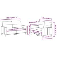 3-delige Loungeset met kussens stof bruin - thumbnail