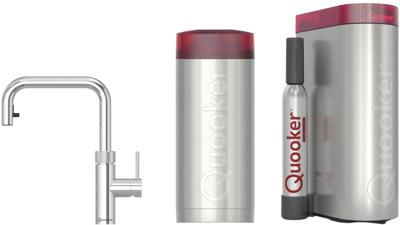 Quooker Flex Square met COMBI+ boiler en CUBE reservoir 5-in-1 kokend water kraan chroom