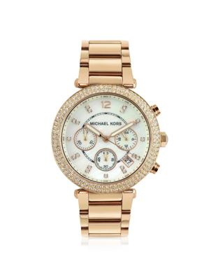 Michael Kors Dames Parker roestvrijstalen Rosegoudkleurig horloge 39 mm MK5491
