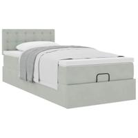 Ottoman bed met matras 100x200 cm fluweel lichtgrijs - thumbnail
