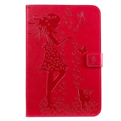 Voor iPad mini 2019 & 4 & 3 & 2 & 1 gedrukt afdrukken vrouw en kat patroon horizontale Flip lederen draagtas met houder & kaartsleuven & portemonnee (