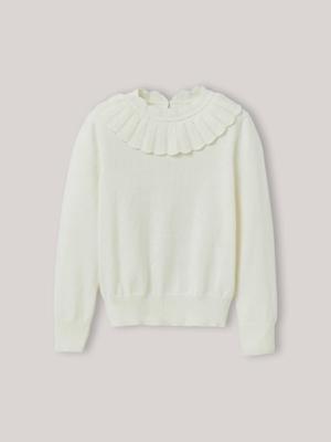 CYRILLUS trui met Peter Pan-kraag voor meisjes van katoen en wol ecru