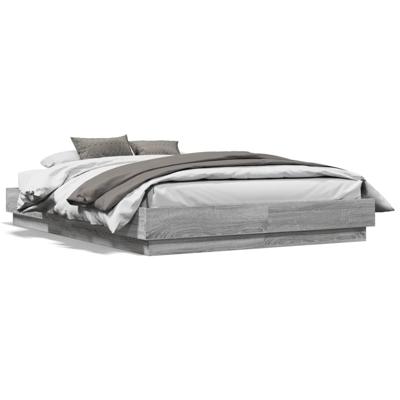 Bedframe bewerkt hout grijs sonoma eikenkleurig 120x190 cm - thumbnail