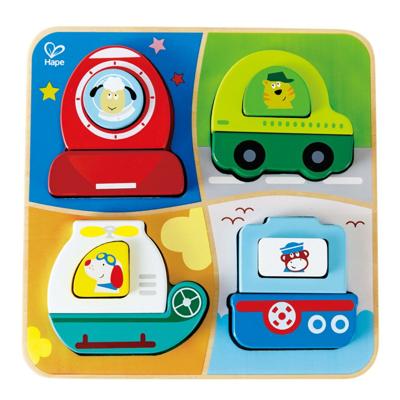 Hape houten vormenpuzzel Voertuigen junior hout 12 stukjes Hape houten vormenpuzzel Voertuigen junior hout 12 stukjes