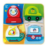 Hape houten vormenpuzzel Voertuigen junior hout 12 stukjes - thumbnail