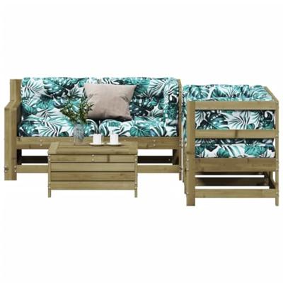 5-delige Loungeset met kussens geïmpregneerd grenenhout