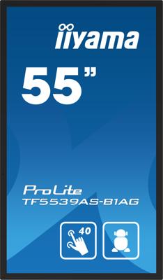 IIYAMA TF5539AS-B1AG 139,7 cm 55 inch PCAP anti-glare bezel free Android 11 OS 40-Points Touch Screen 3840 x 2160 IPS Panel 24/7 [Energieklasse F] (TF5539AS-B1AG)
