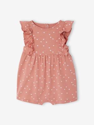 Babyromper Basics met geruite mouwtjes rozen Babyromper Basics met geruite mouwtjes rozen
