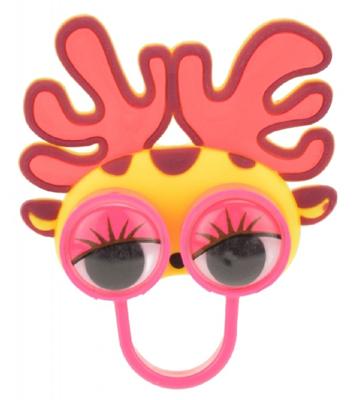 Toi Toys dierenring met wiebelogen roze/geel 6 cm Toi Toys dierenring met wiebelogen roze/geel 6 cm