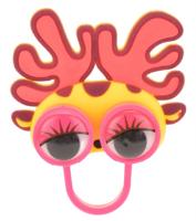 Toi Toys dierenring met wiebelogen roze/geel 6 cm - thumbnail