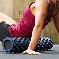 RumbleRoller 22" Mid Size Xtra Firm Black Textured Foam Roller - thumbnail