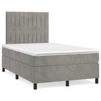 Boxspring met matras fluweel lichtgrijs 120x190 cm - thumbnail
