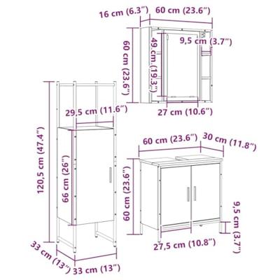 3-delige Badmeubelset licht eiken geengineerd hout