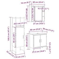 3-delige Badmeubelset licht eiken geengineerd hout - thumbnail