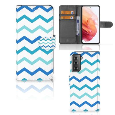 Samsung Galaxy S21 | Telefoon Hoesje | Zigzag Blauw