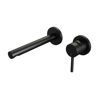 Inbouw Wastafelmengkraan Brauer Black Edition Coldstart Rechte Uitloop Ronde Hendel Rechts Mat Zwart Met Rozetten Brauer