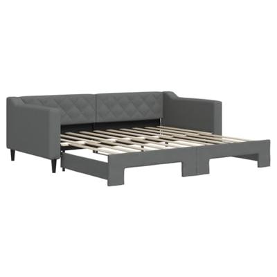 Slaapbank met onderschuifbed 90x190 cm stof donkergrijs