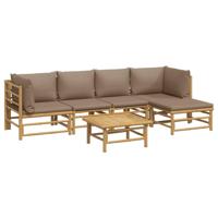 6-delige Loungeset met kussens bamboe taupe - thumbnail