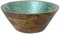 Decoris schaal mangohout deco 16x6cm blauw, bruin - thumbnail