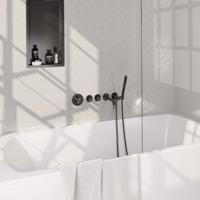 BRAUER Gunmetal Edition thermostatische inbouw badkraan SET 02 met uitloop en 3-standen handdouche en doucheslang en wandaansluitbocht gunmetal geborsteld PVD - thumbnail