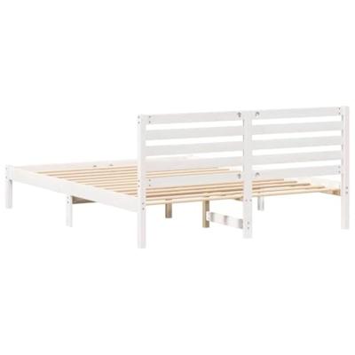 Bedframe met hoofdeinde Wit 160 x 200 cm Massief grenenhout Bedframe met hoofdeinde Wit 160 x 200 cm Massief grenenhout