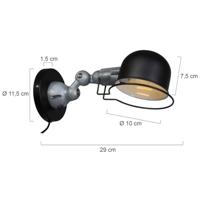 Mexlite Wandlamp davin 7657zw zwart - thumbnail