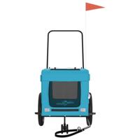 Hondenfietstrailer oxford stof en ijzer blauw en zwart - thumbnail