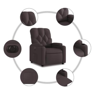 Fauteuil verstelbaar elektrisch stof donkerbruin - thumbnail