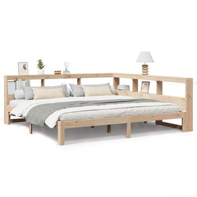 Bed met boekenkast zonder matras massief grenenhout 180x200 cm