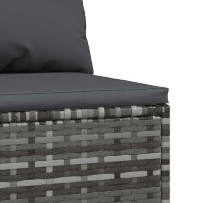 Tuinmiddenbank met kussens 2 st poly rattan grijs