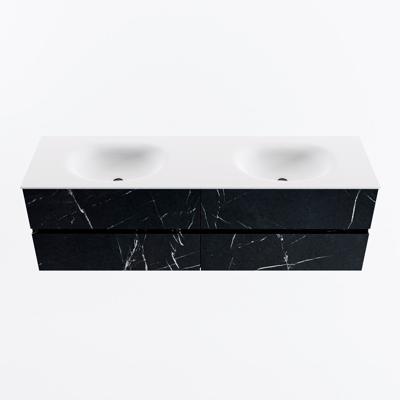 MONDIAZ VICA 160cm badmeubel onderkast Marquina 4 lades. Wastafel MOON dubbel zonder kraangat, kleur Talc.