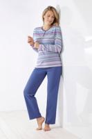 Blauw-roze gestreepte damespyjama Hajo - thumbnail