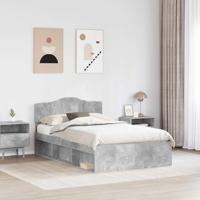 Bedframe met hoofdeinde Beton 120 x 190 cm Massief grenenhout - thumbnail