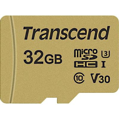 Transcend Premium 500S microSDHC-kaart 32 GB Class 10, UHS-I, UHS-Class 3, v30 Video Speed Class Incl. SD-adapter Transcend Premium 500S microSDHC-kaart 32 GB Class 10, UHS-I, UHS-Class 3, v30 Video Speed Class Incl. SD-adapter
