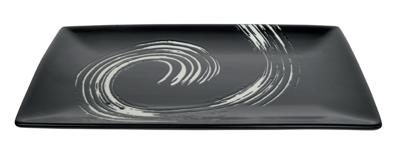 Zwart/Wit Bord - Black Maru - Artistieke Swirl - 27 x 16.5 cm Zwart/Wit Bord - Black Maru - Artistieke Swirl - 27 x 16.5 cm