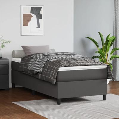 Boxspring met matras kunstleer grijs 90x200 cm