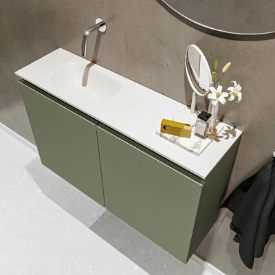 MONDIAZ TURE 80cm toiletmeubel army. EDEN wastafel talc links geen kraangat
