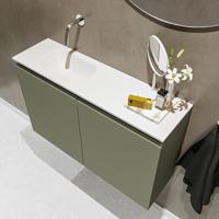 MONDIAZ TURE 80cm toiletmeubel army. EDEN wastafel talc links geen kraangat - thumbnail