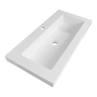 Brauer Spring Wastafel Ondiep - 80 cm - met 1 Spoelbak en 1 Kraangat - Mineraalmarmer Zijdeglans Wit - thumbnail