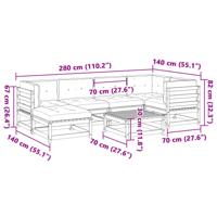 7-delige Loungeset met kussens massief grenenhout - thumbnail