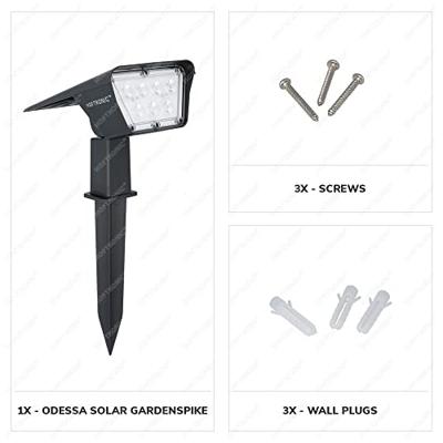 Set van 6 Odessa solar prikspots - Incl. Schemerschakelaar - 6000K daglicht wit - 2 lichtstanden - 300 lumen - 6-12 uur brandtijd - Kantelbaar - IP65 waterdicht - thumbnail