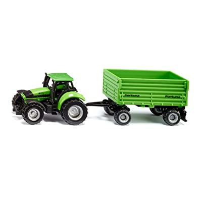 Siku Deutz-Fahr tractor met 4-wiel trailer 1606