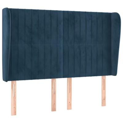 Hoofdbord met randen 147x23x118/128 cm fluweel donkerblauw