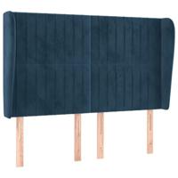 Hoofdbord met randen 147x23x118/128 cm fluweel donkerblauw - thumbnail