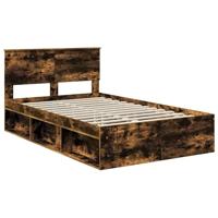Bedframe met hoofdeinde Gerookt eiken 120 x 190 cm Bewerkt hout - thumbnail