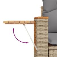 8-delige Loungeset met kussens poly rattan beige - thumbnail