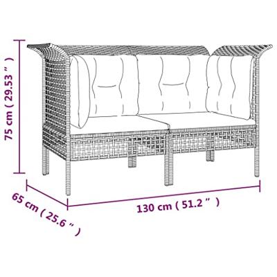 Tuinhoekbanken met kussens 2 st poly rattan grijs - thumbnail